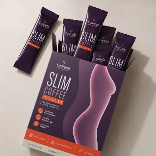 Leanela Slim Coffee Booster box with purple sachets